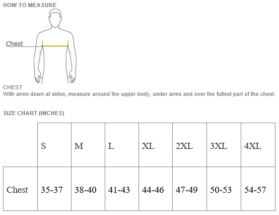 Adult T-Shirt Sizing Chart