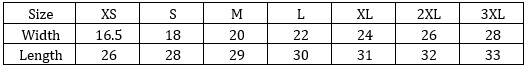 T-Shirt Sizing Chart