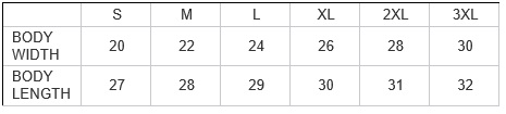 Zuni Hoodie Sizing Chart